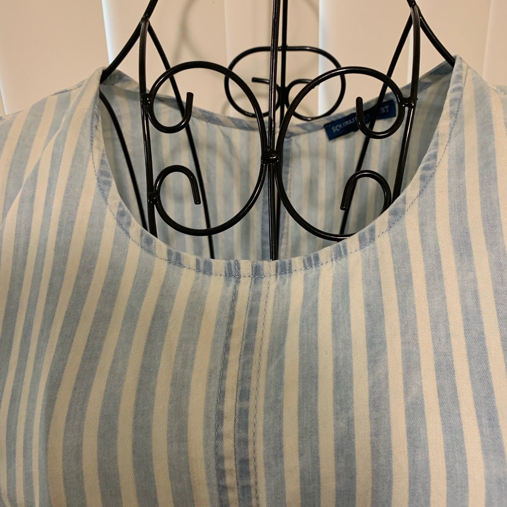 The Southern Shirt Company Light Blue & White Sleeveless Striped Midi Dress - Picture 2 of 12
